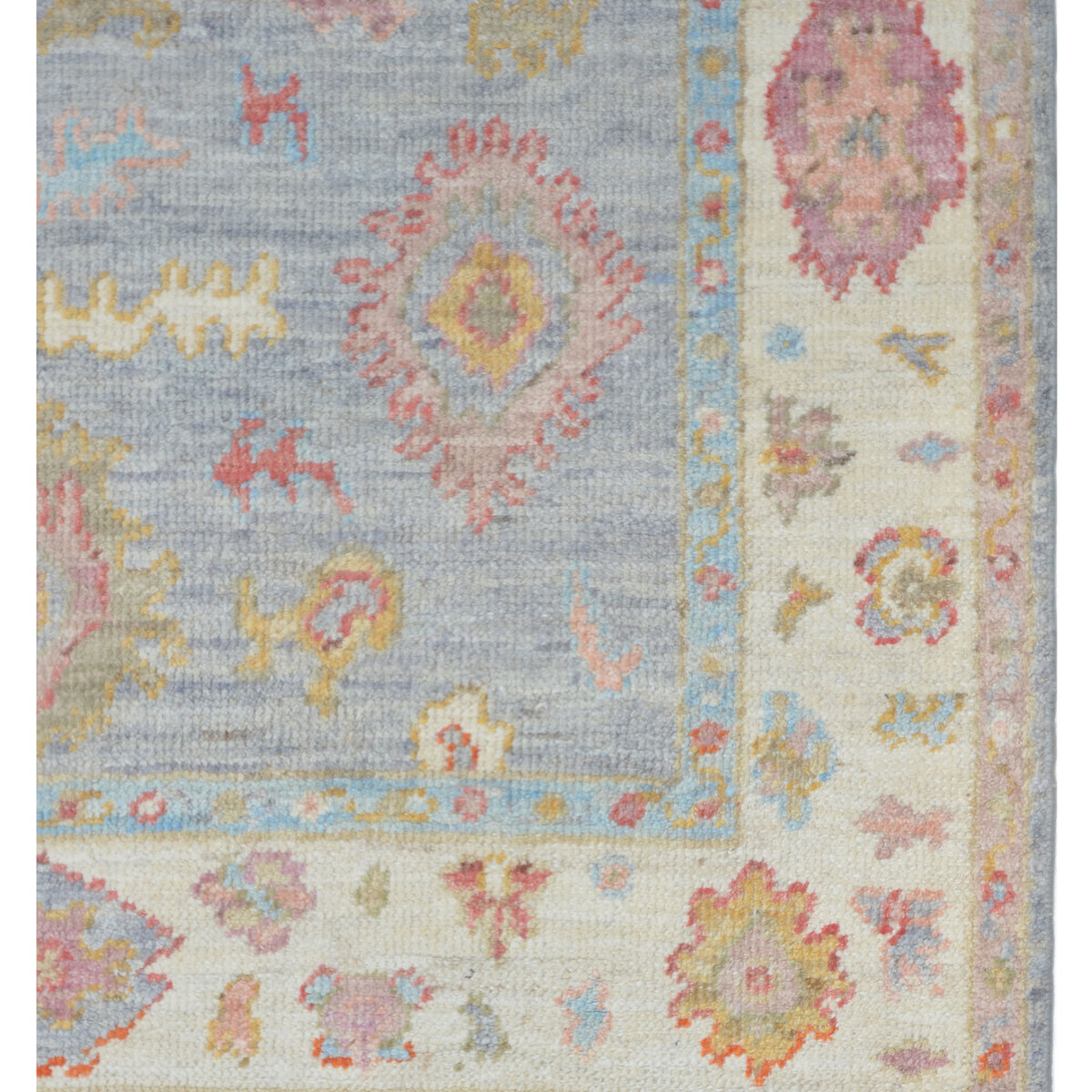 Pacific Ushak Wool Weft 42391 Grey Ivory Transitional Hand Knotted Rug