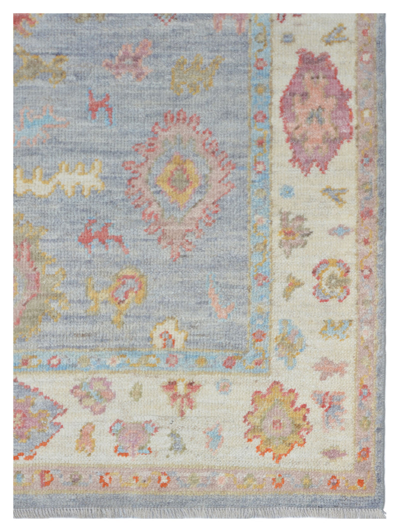 Pacific Ushak Wool Weft 42391 Grey Ivory Transitional Hand Knotted Rug