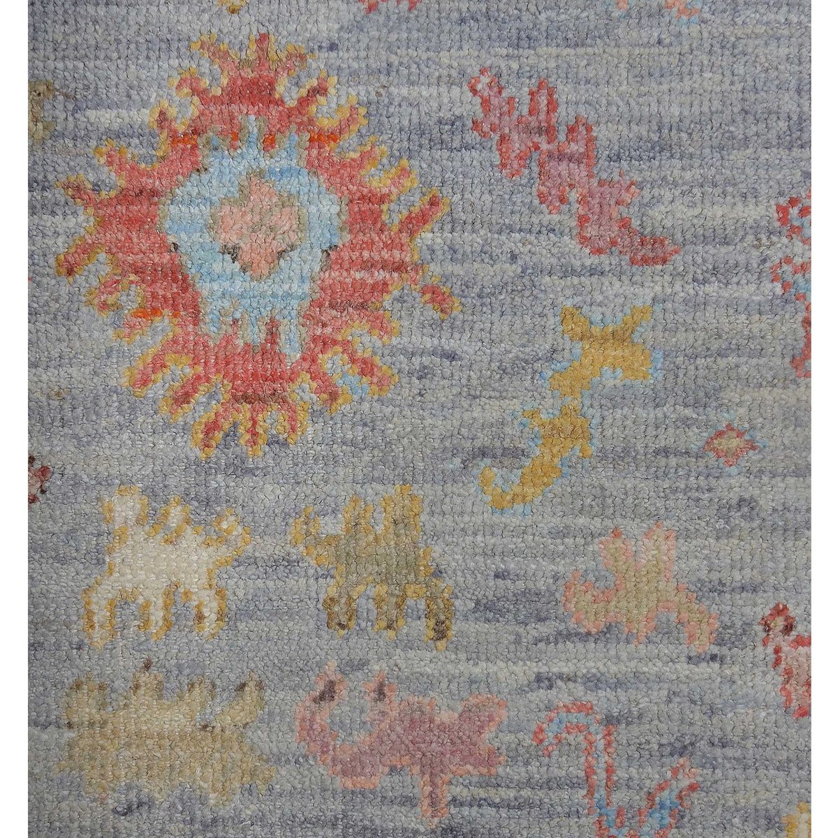 Pacific Ushak Wool Weft 42391 Grey Ivory Transitional Hand Knotted Rug
