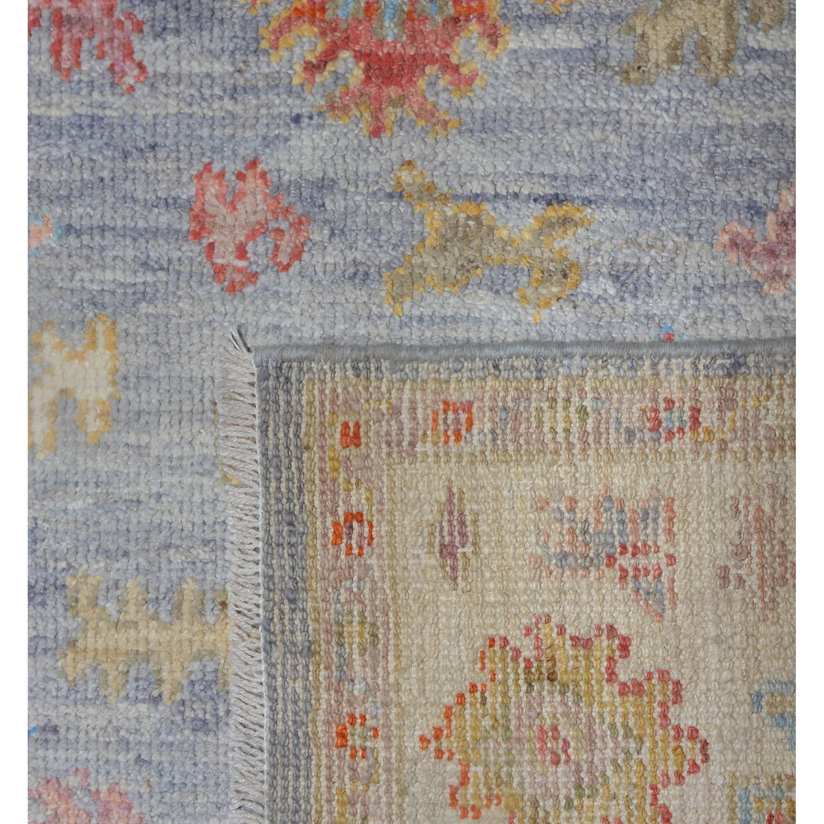 Pacific Ushak Wool Weft 42391 Grey Ivory Transitional Hand Knotted Rug