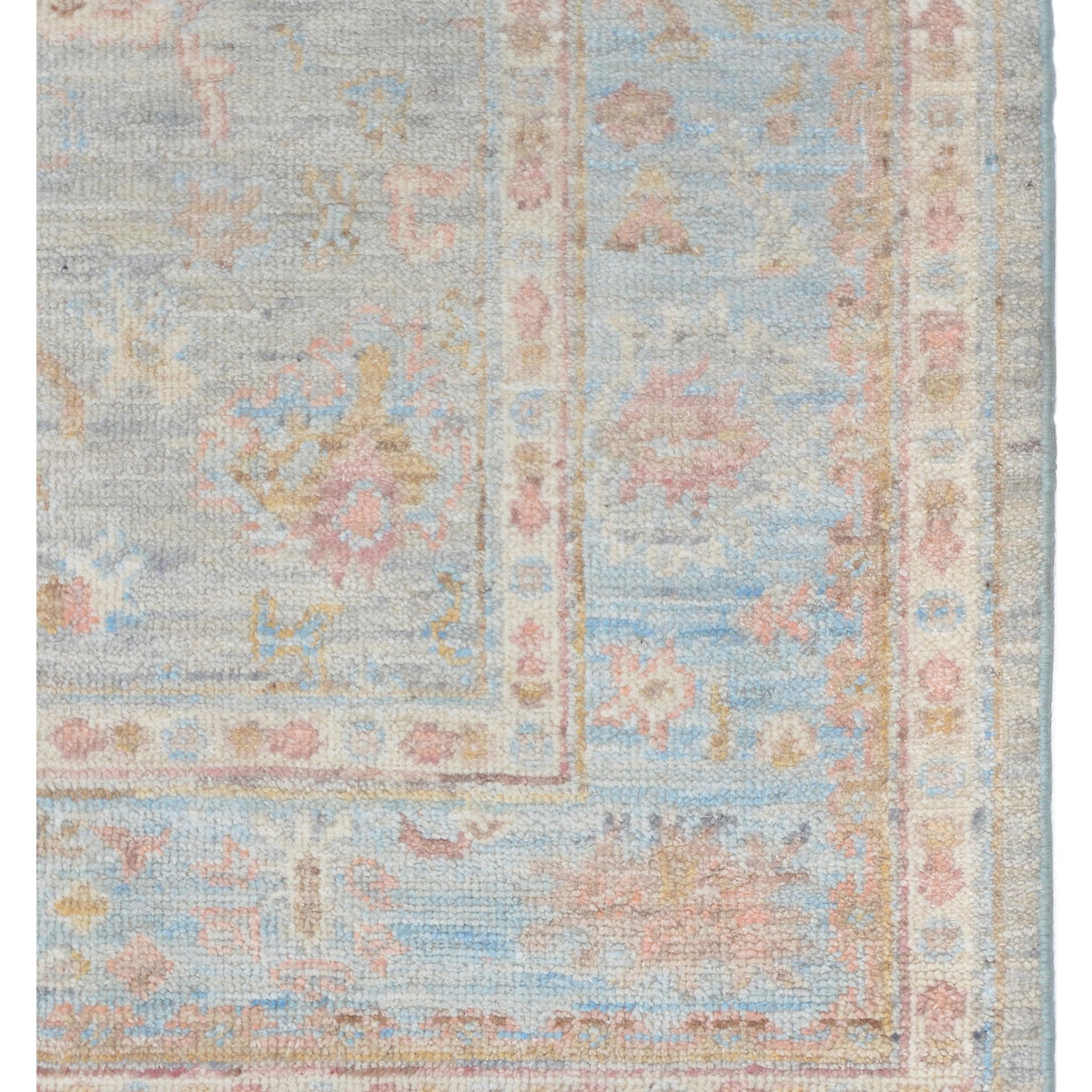 Pacific Ushak Wool Weft 42393 Grey Lt.Blue Transitional Hand Knotted Rug