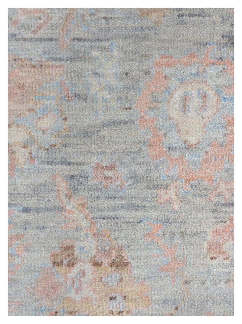 Pacific Ushak Wool Weft 42393 Grey Lt.Blue Transitional Hand Knotted Rug