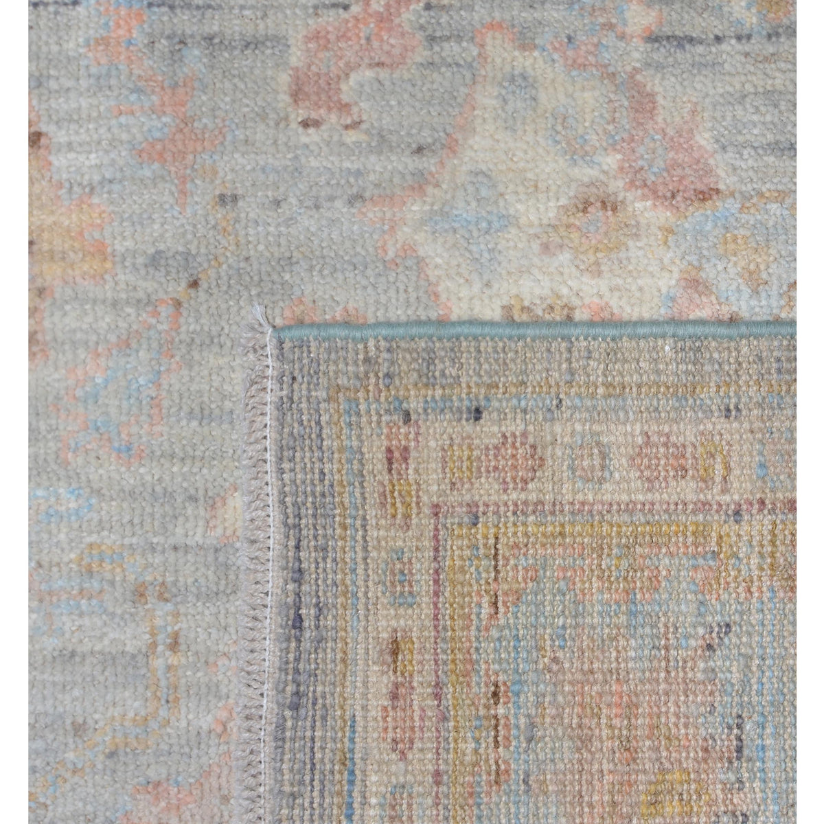 Pacific Ushak Wool Weft 42393 Grey Lt.Blue Transitional Hand Knotted Rug