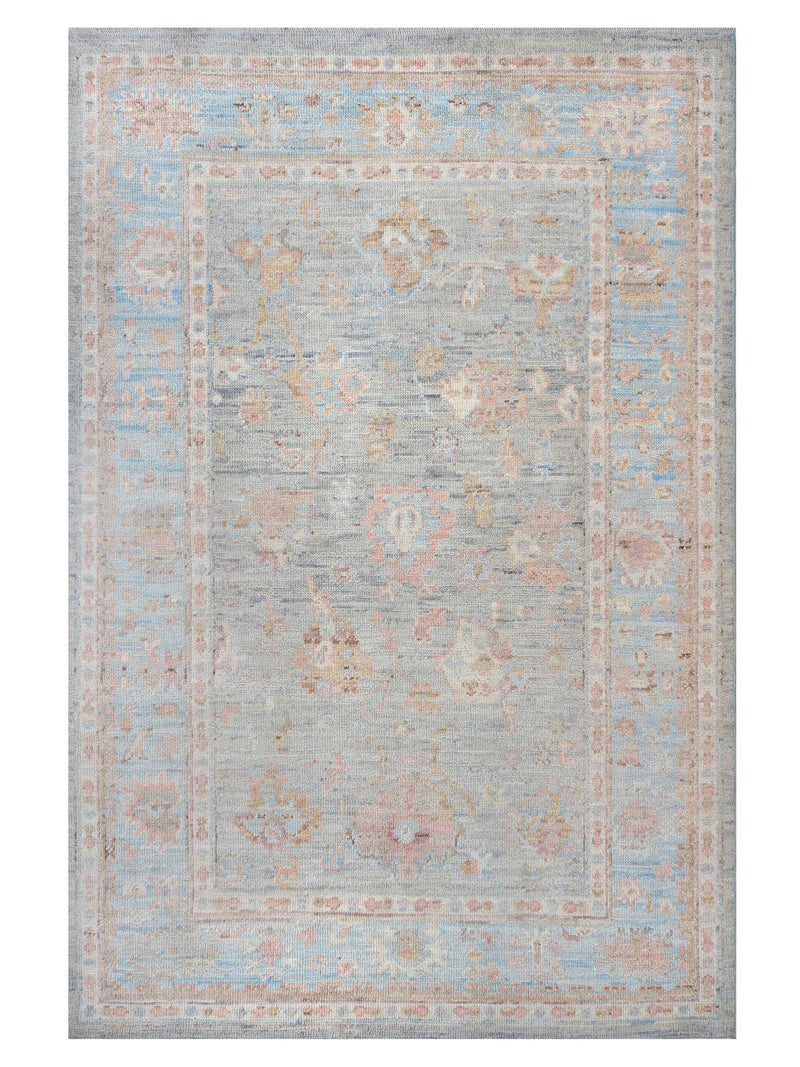 Pacific Ushak Wool Weft  Grey Lt.Blue Transitional