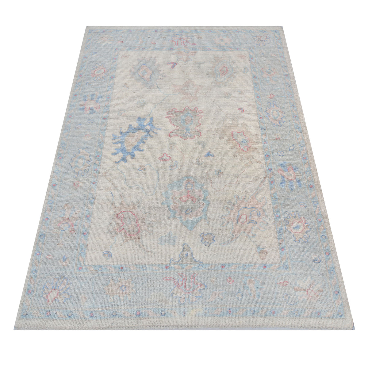 Pacific Ushak Wool Weft 42398 Ivory Grey Transitional Hand Knotted Rug