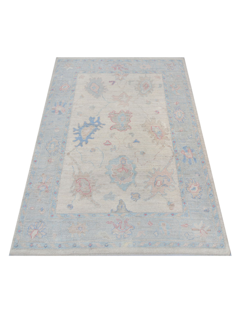 Pacific Ushak Wool Weft 42398 Ivory Grey Transitional Hand Knotted Rug