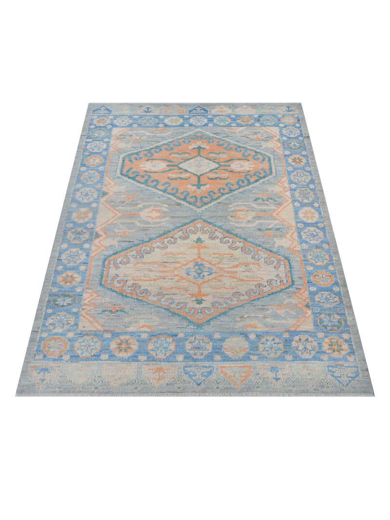 Pacific Ushak Wool Weft 42399 Grey Blue Transitional Hand Knotted Rug