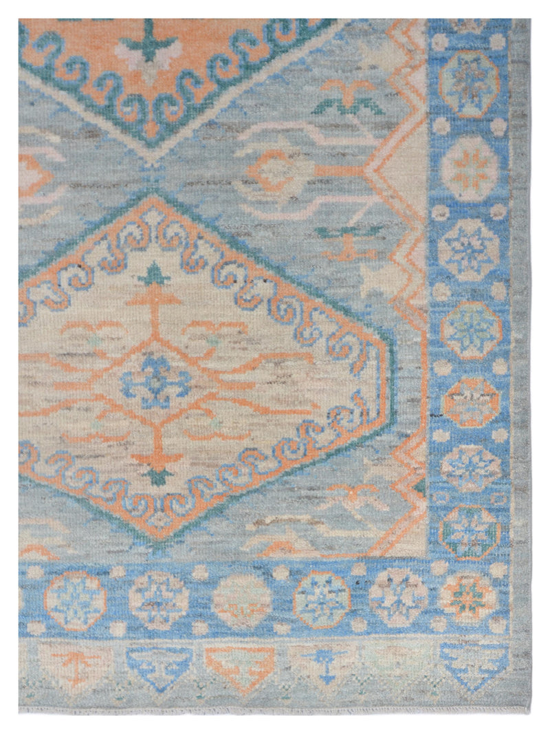 Pacific Ushak Wool Weft 42399 Grey Blue Transitional Hand Knotted Rug