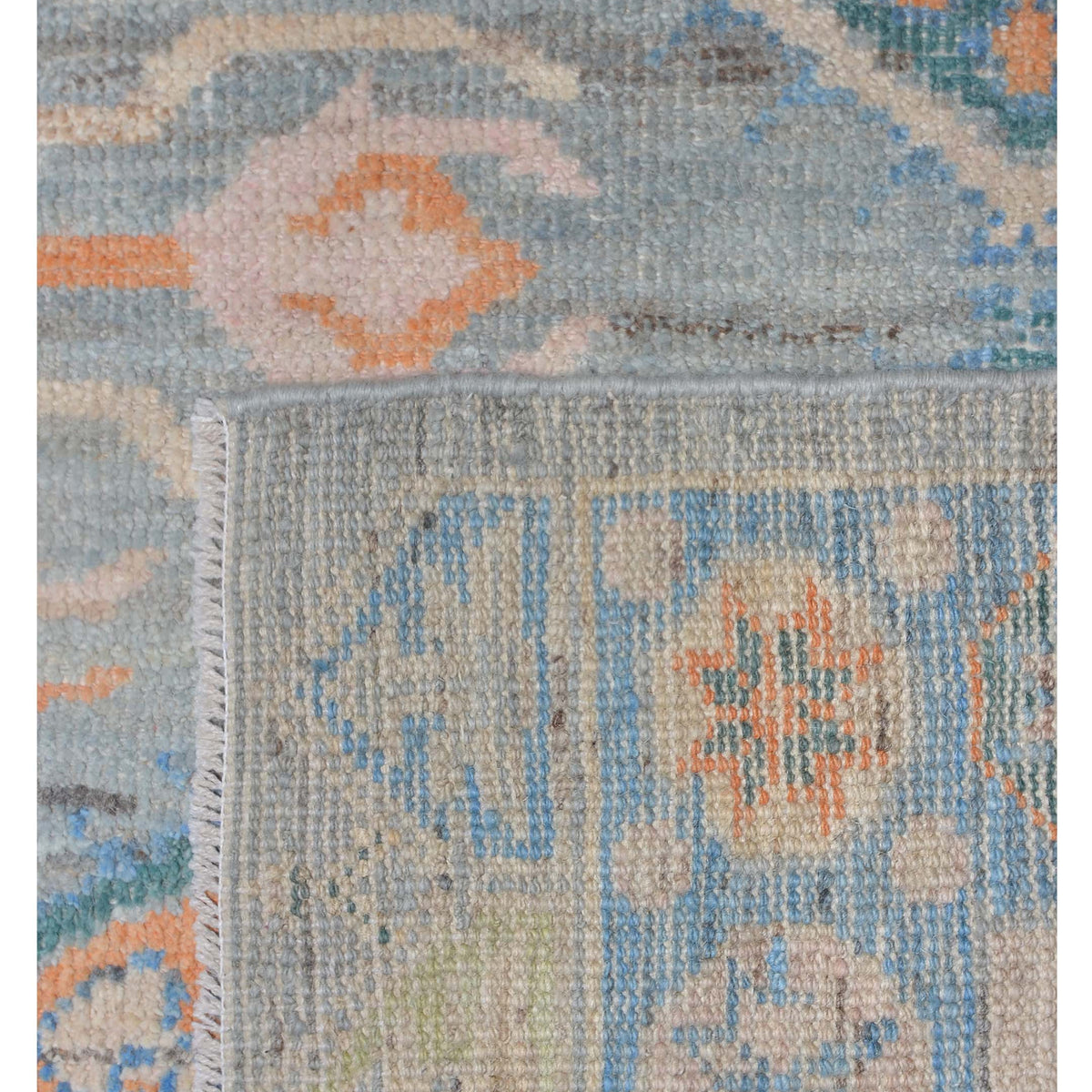 Pacific Ushak Wool Weft 42399 Grey Blue Transitional Hand Knotted Rug