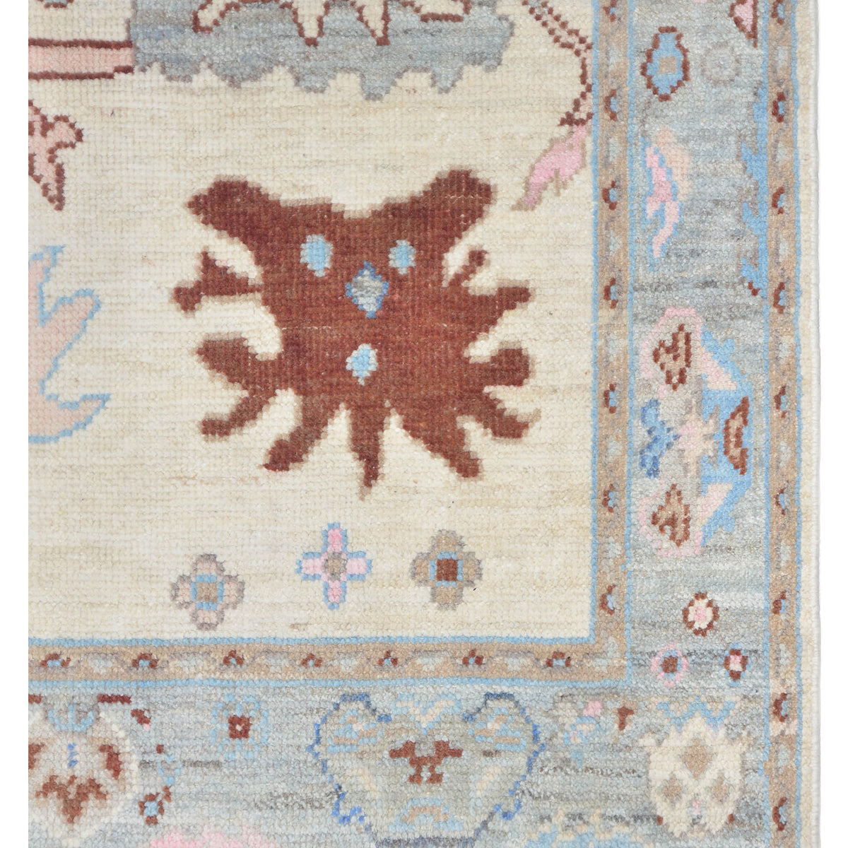 Pacific Ushak Wool Weft 42400 Ivory Grey Transitional Hand Knotted Rug