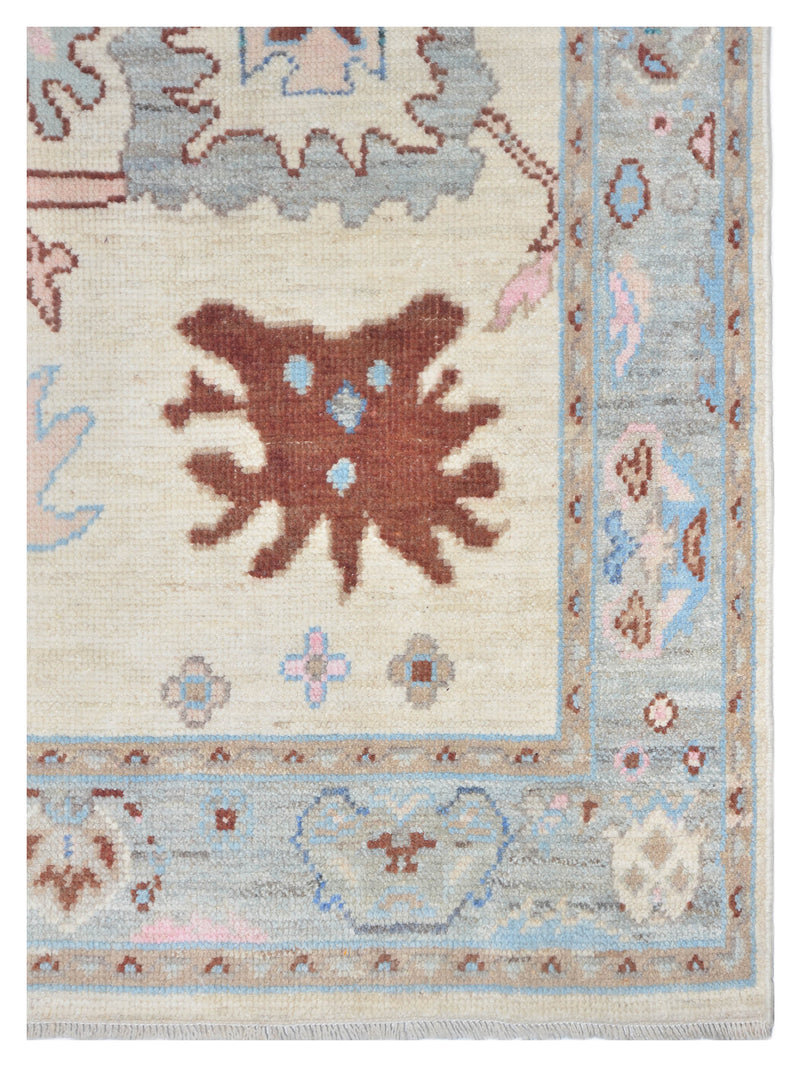 Pacific Ushak Wool Weft 42400 Ivory Grey Transitional Hand Knotted Rug