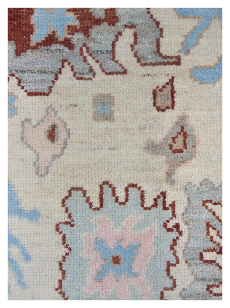 Pacific Ushak Wool Weft 42400 Ivory Grey Transitional Hand Knotted Rug