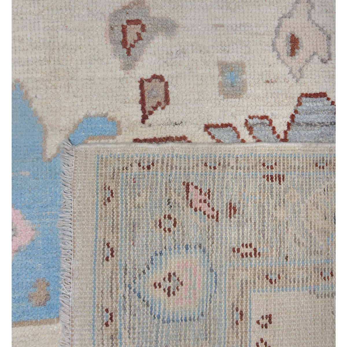 Pacific Ushak Wool Weft 42400 Ivory Grey Transitional Hand Knotted Rug
