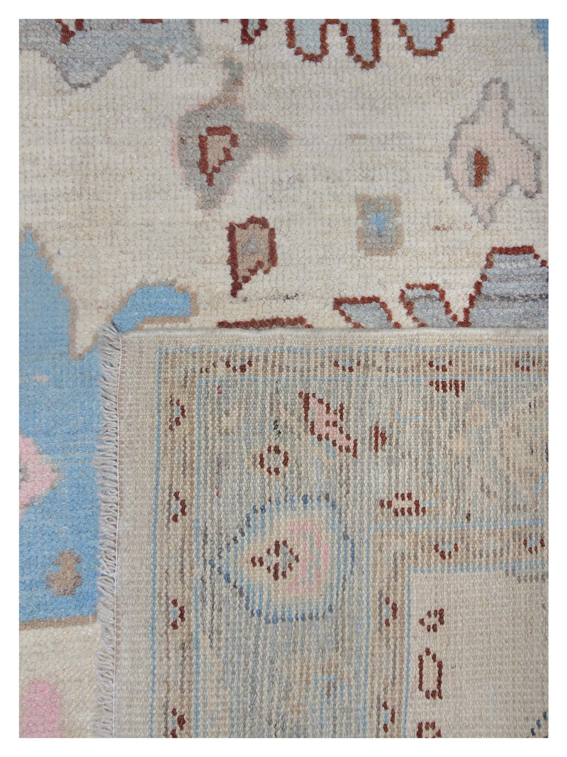 Pacific Ushak Wool Weft 42400 Ivory Grey Transitional Hand Knotted Rug