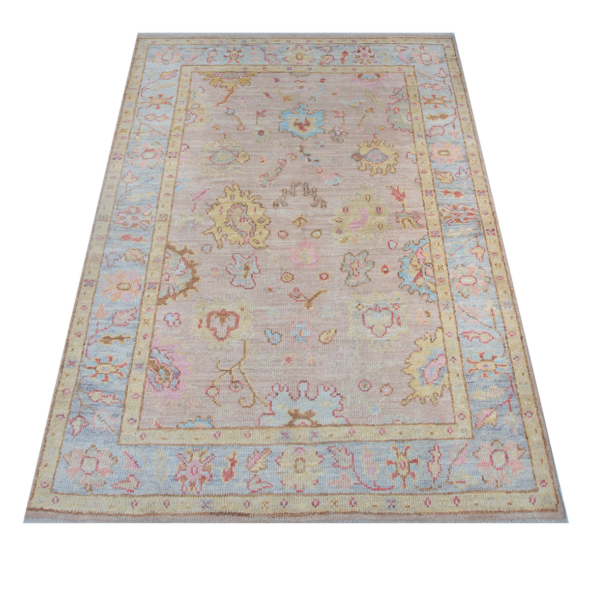 Pacific Ushak Wool Weft 42401 Beige Grey Transitional Hand Knotted Rug