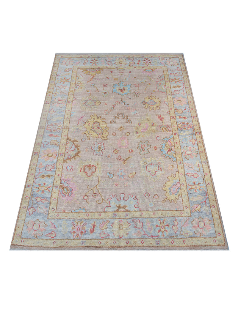 Pacific Ushak Wool Weft 42401 Beige Grey Transitional Hand Knotted Rug