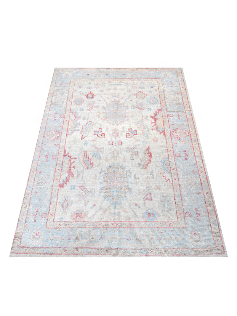 Pacific Ushak Wool Weft 42403 Ivory Grey Transitional Hand Knotted Rug