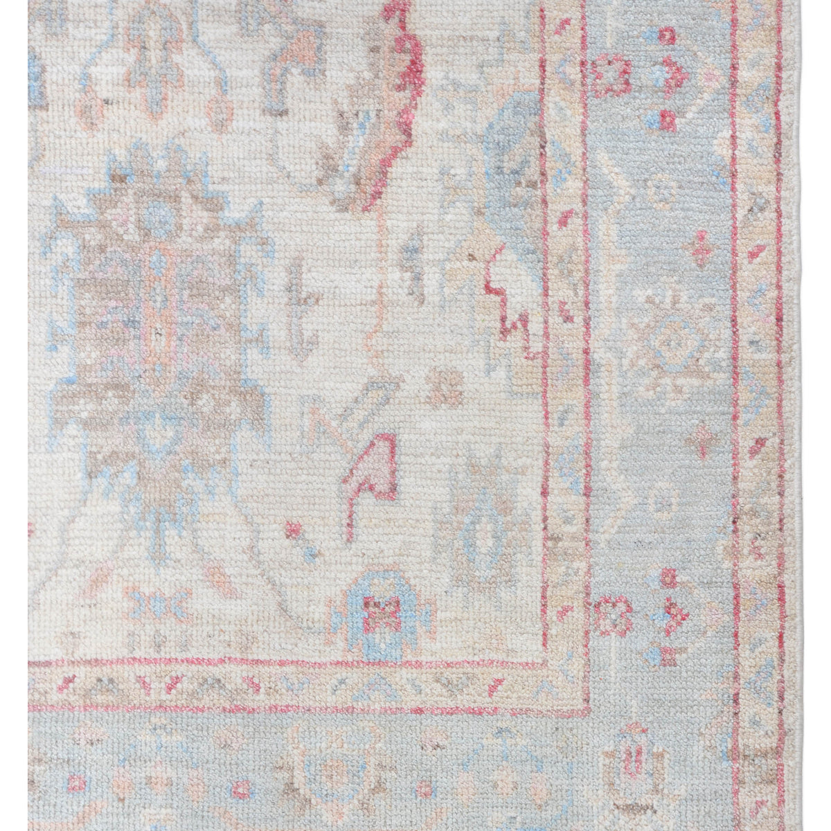 Pacific Ushak Wool Weft 42403 Ivory Grey Transitional Hand Knotted Rug
