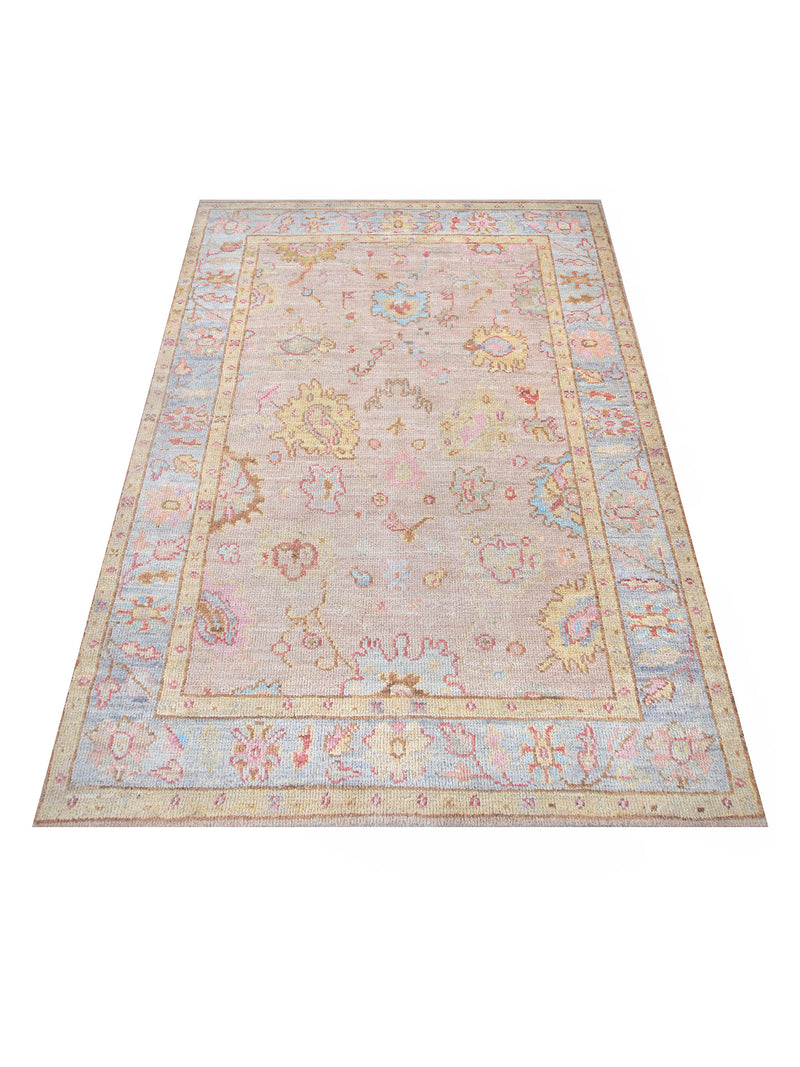 Pacific Ushak Wool Weft 42404 Beige Grey Transitional Hand Knotted Rug