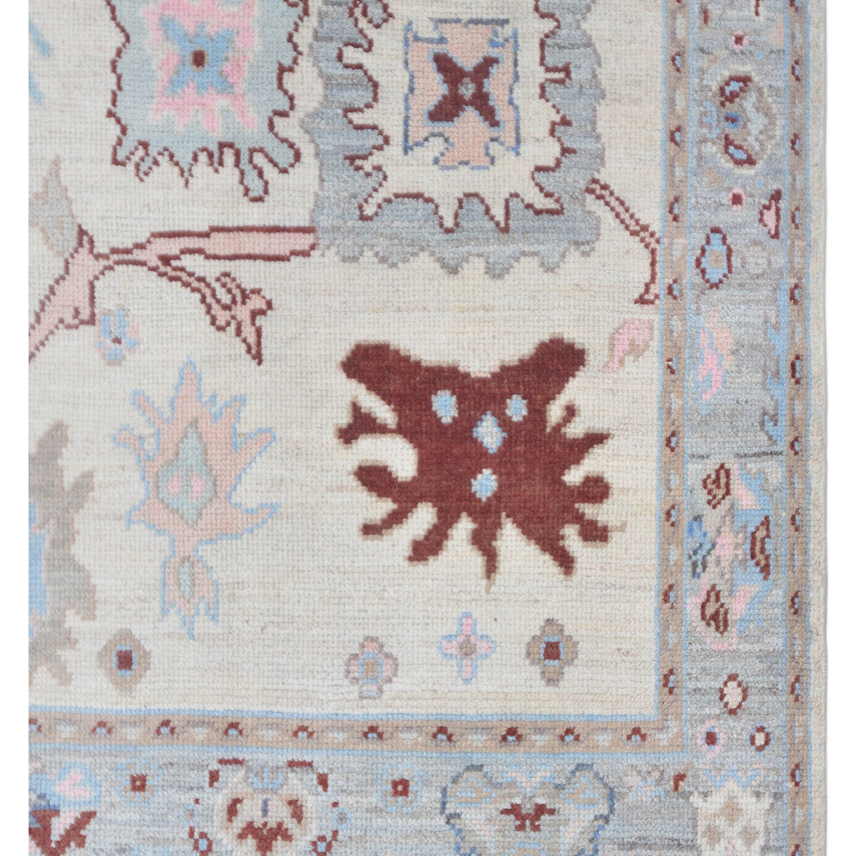 Pacific Ushak Wool Weft 42405 Ivory Grey Transitional Hand Knotted Rug