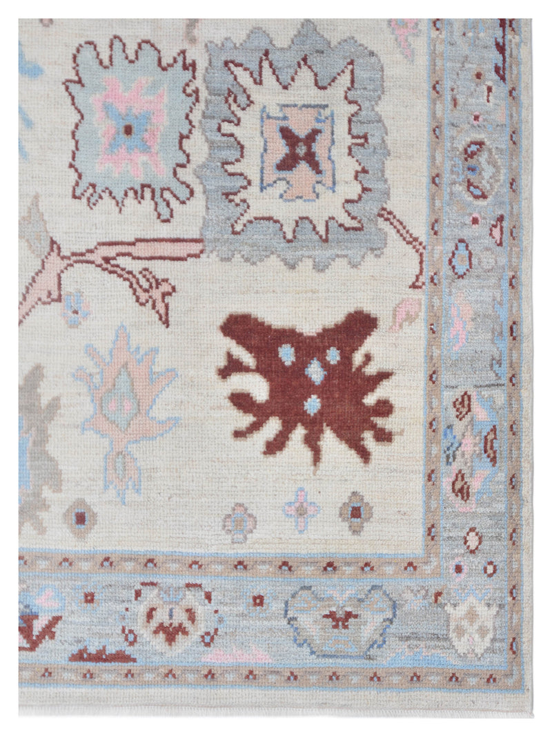 Pacific Ushak Wool Weft 42405 Ivory Grey Transitional Hand Knotted Rug