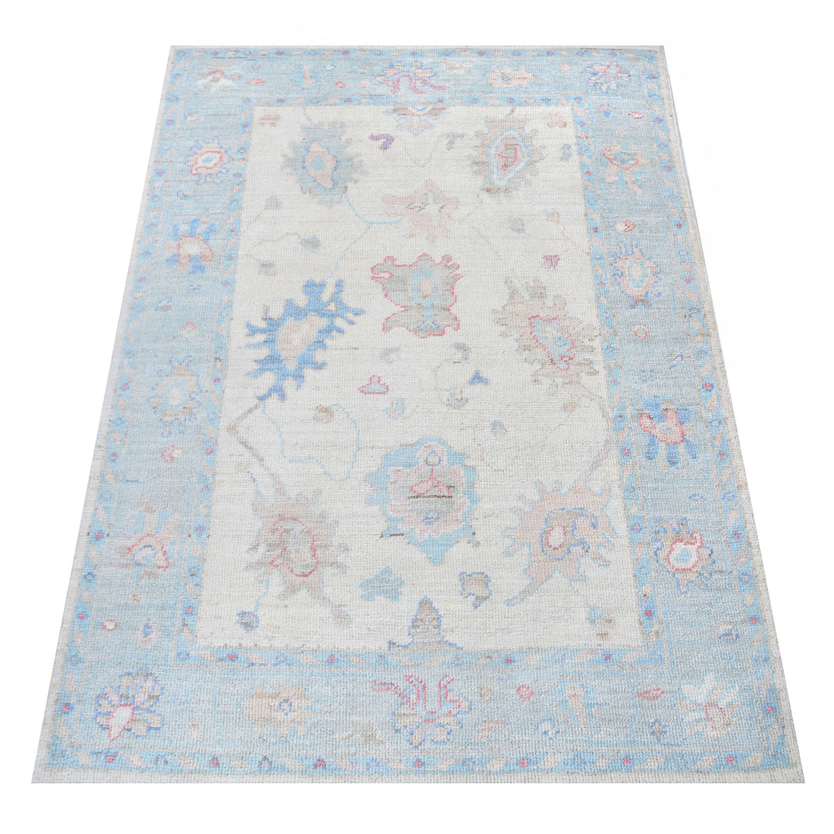 Pacific Ushak Wool Weft 42406 Ivory Grey Transitional Hand Knotted Rug