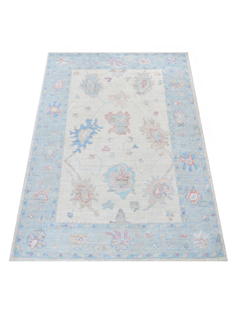 Pacific Ushak Wool Weft 42406 Ivory Grey Transitional Hand Knotted Rug