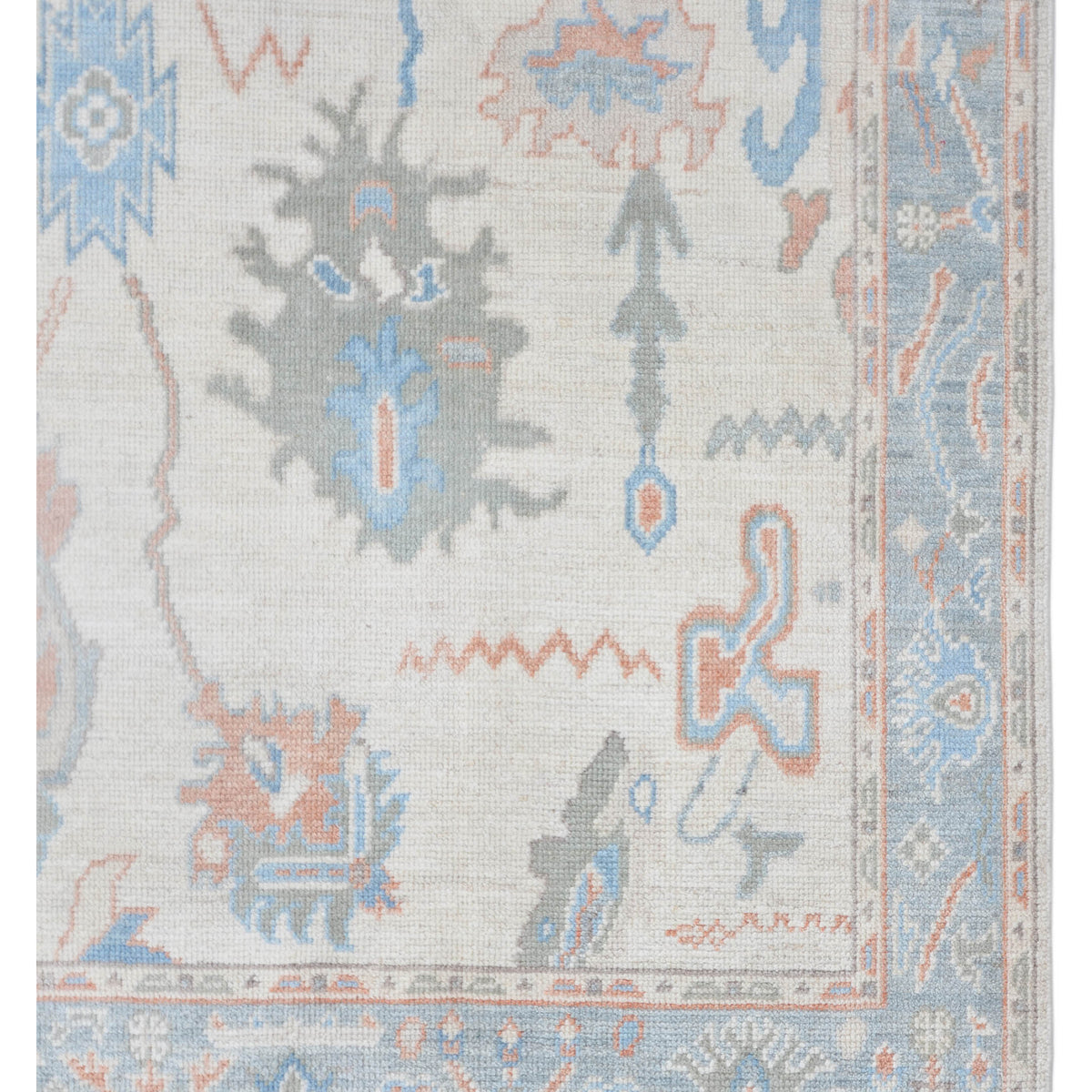 Pacific Ushak Wool Weft 42407 Ivory Grey Transitional Hand Knotted Rug