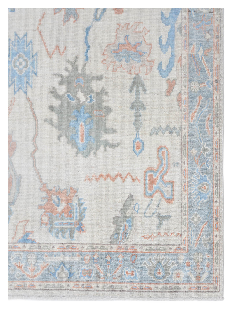 Pacific Ushak Wool Weft 42407 Ivory Grey Transitional Hand Knotted Rug