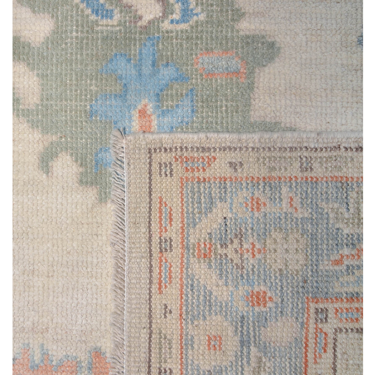 Pacific Ushak Wool Weft 42407 Ivory Grey Transitional Hand Knotted Rug