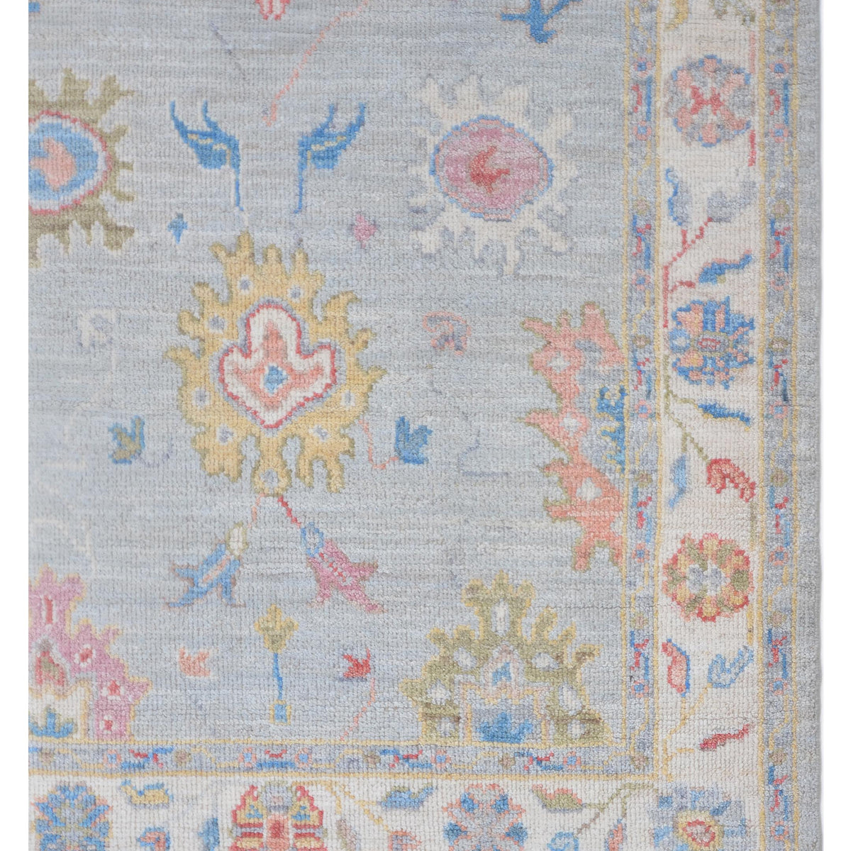 Pacific Ushak Wool Weft 42408 Grey Ivory Transitional Hand Knotted Rug