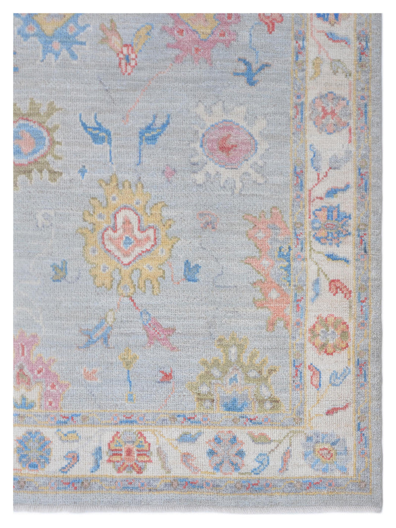 Pacific Ushak Wool Weft 42408 Grey Ivory Transitional Hand Knotted Rug