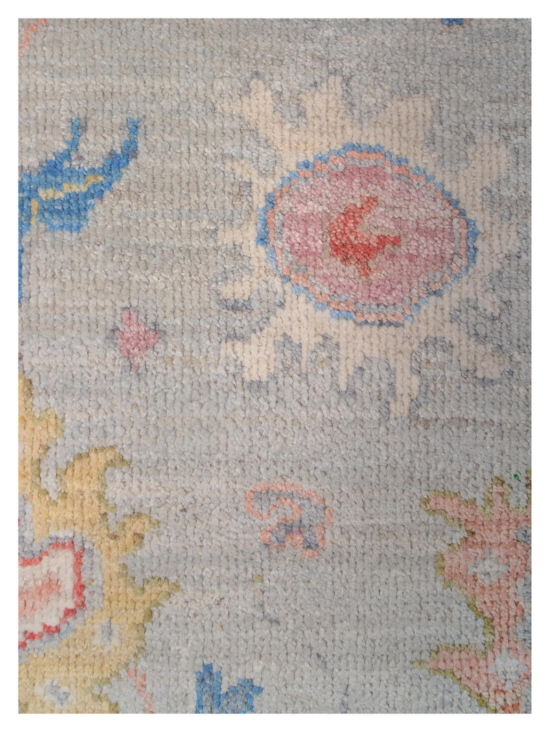 Pacific Ushak Wool Weft 42408 Grey Ivory Transitional Hand Knotted Rug