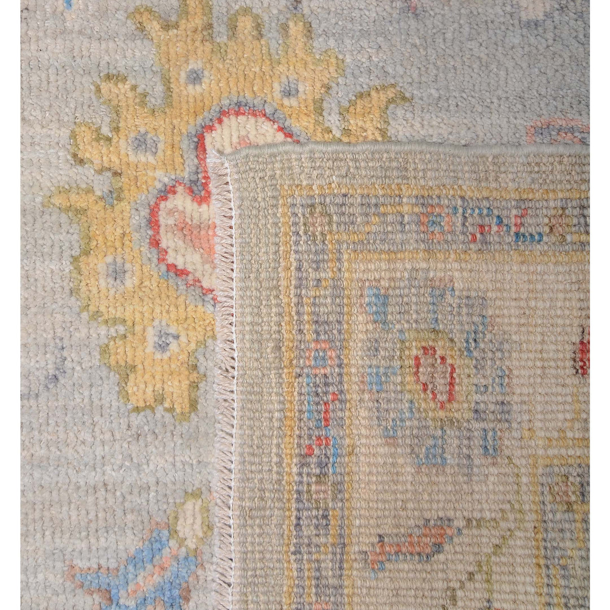 Pacific Ushak Wool Weft 42408 Grey Ivory Transitional Hand Knotted Rug