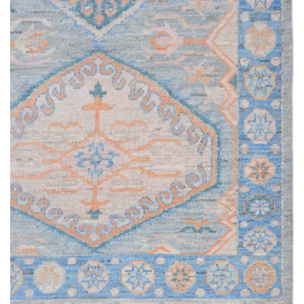 Pacific Ushak Wool Weft 42409 Grey Blue Transitional Hand Knotted Rug