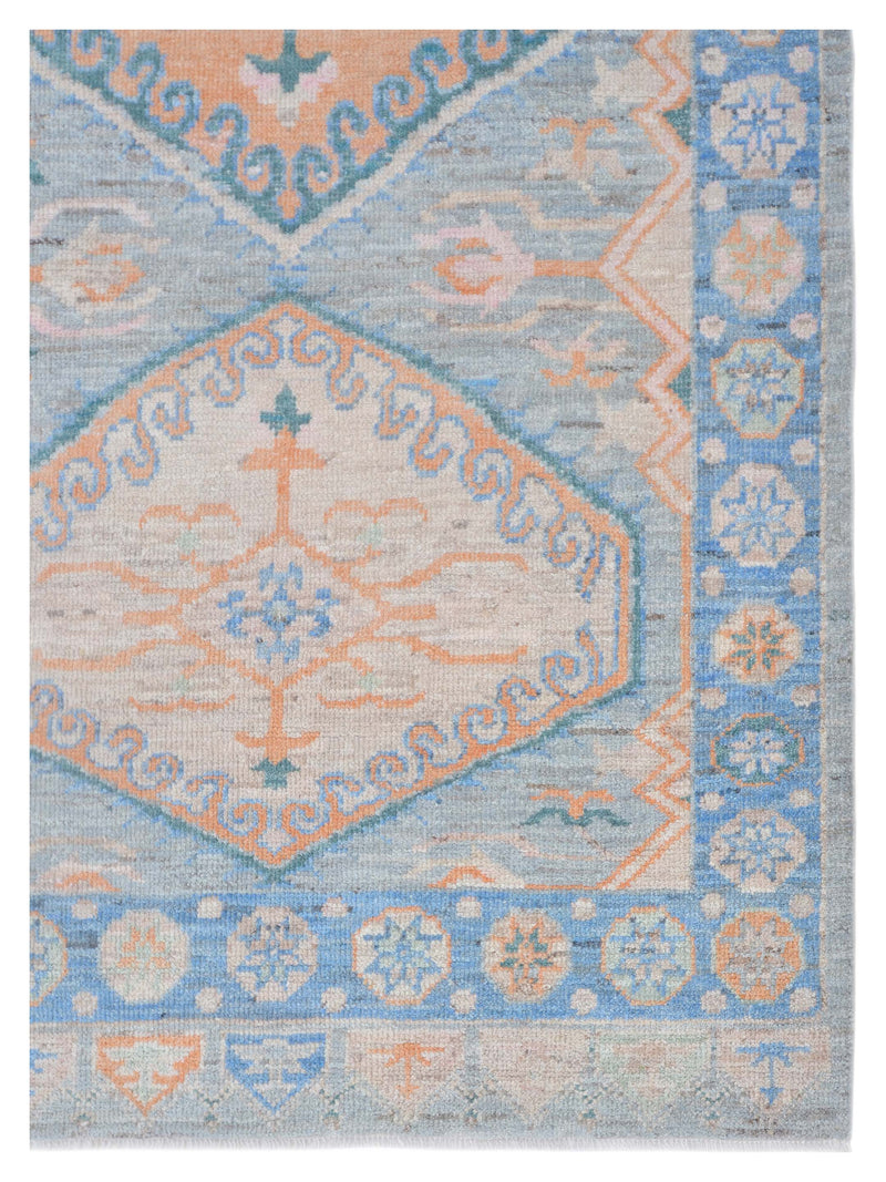 Pacific Ushak Wool Weft 42409 Grey Blue Transitional Hand Knotted Rug