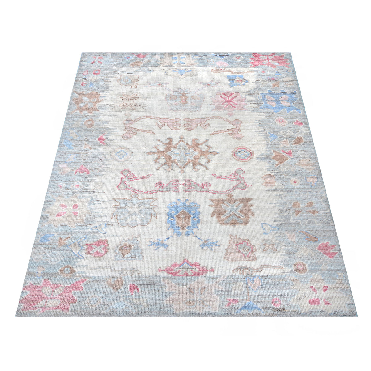 Pacific Ushak Wool Weft 42411 Ivory Grey Transitional Hand Knotted Rug