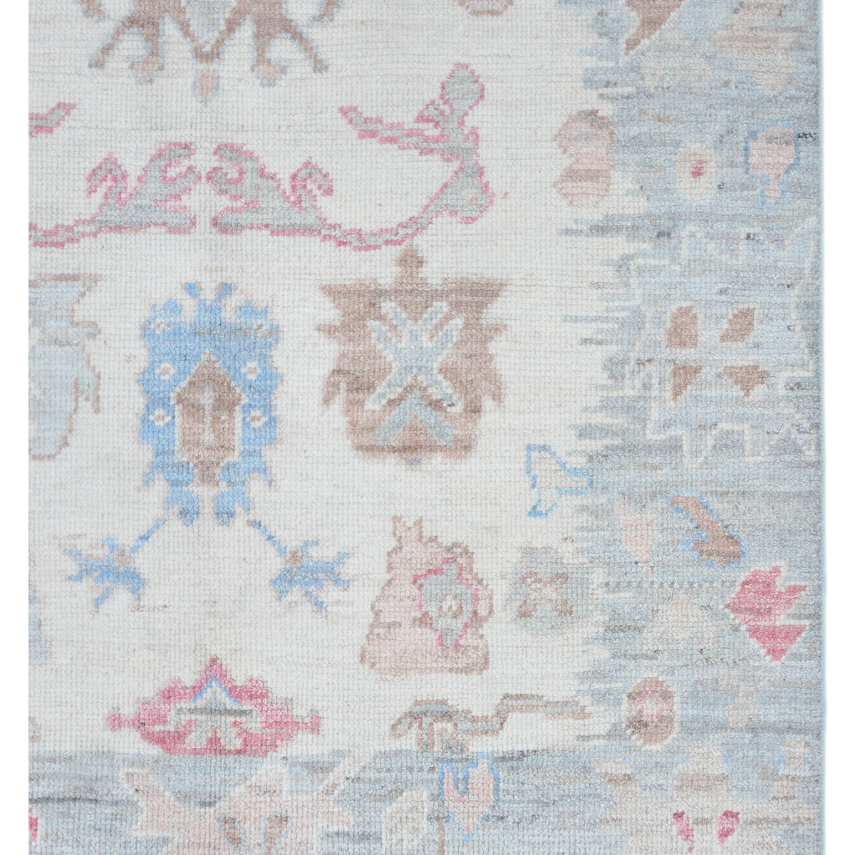 Pacific Ushak Wool Weft 42411 Ivory Grey Transitional Hand Knotted Rug