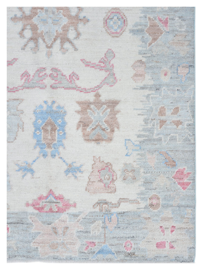 Pacific Ushak Wool Weft 42411 Ivory Grey Transitional Hand Knotted Rug