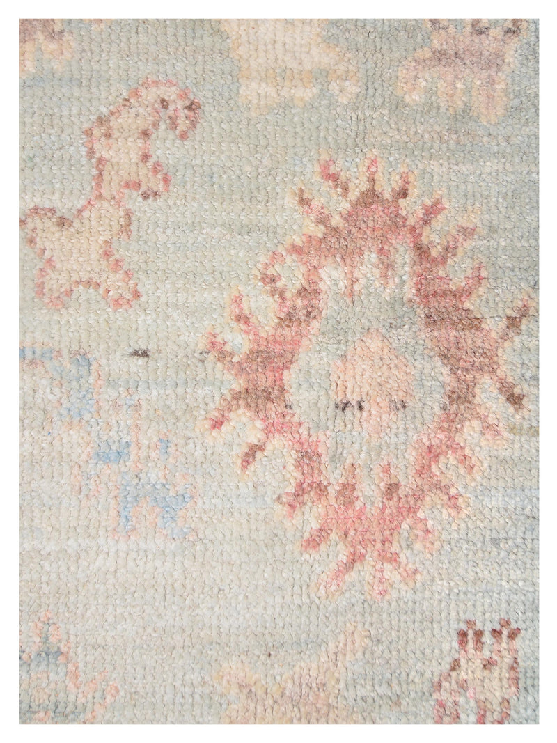 Pacific Ushak Wool Weft 42417 Turquoise Ivory Transitional Hand Knotted Rug