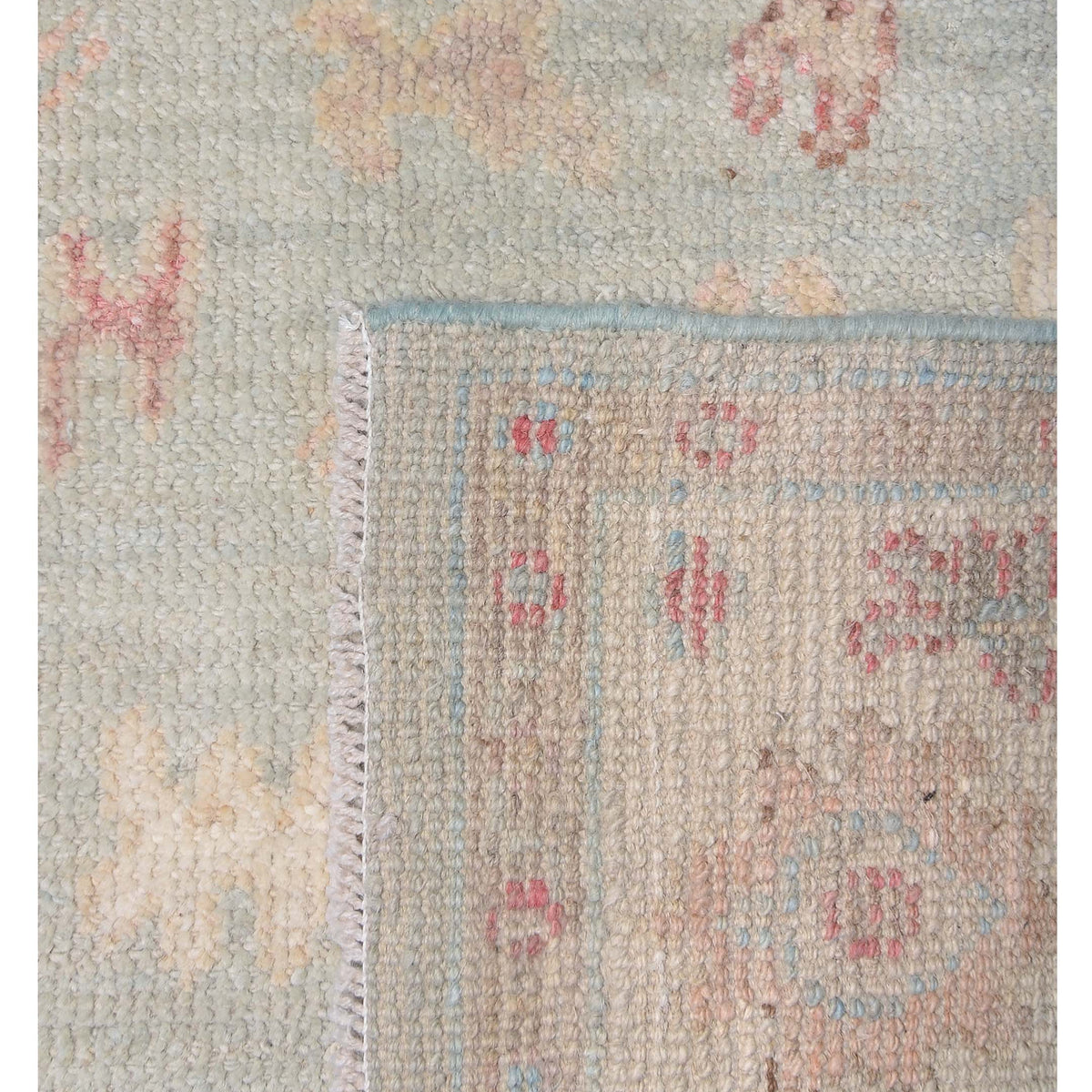 Pacific Ushak Wool Weft 42417 Turquoise Ivory Transitional Hand Knotted Rug