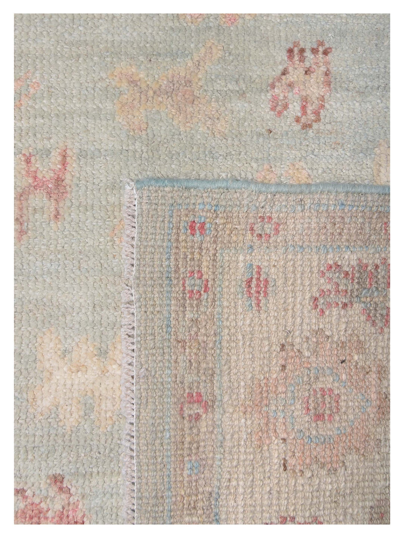 Pacific Ushak Wool Weft 42417 Turquoise Ivory Transitional Hand Knotted Rug