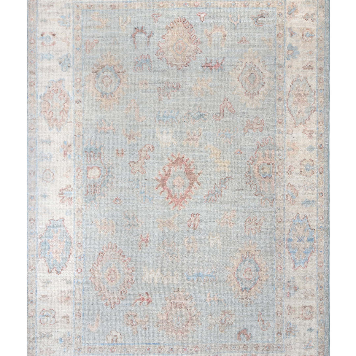 Pacific Ushak Wool Weft  Turquoise Ivory Transitional