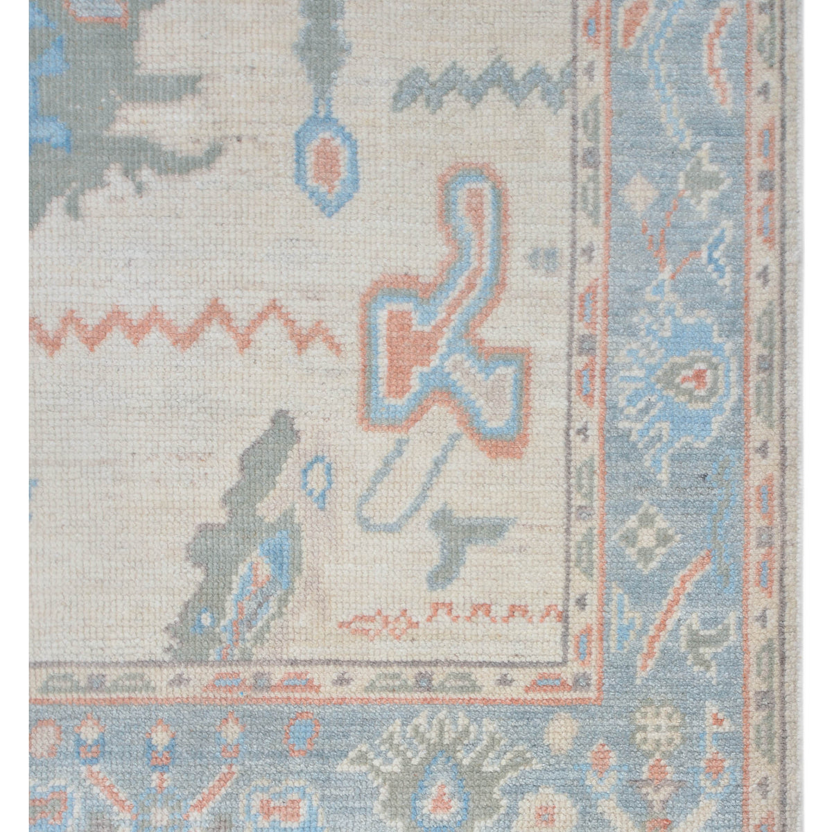 Pacific Ushak Wool Weft 42418 Ivory Grey Transitional Hand Knotted Rug