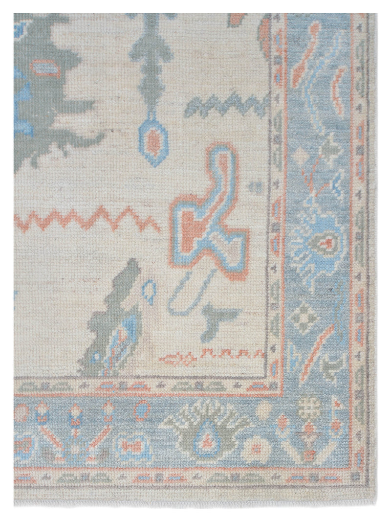 Pacific Ushak Wool Weft 42418 Ivory Grey Transitional Hand Knotted Rug