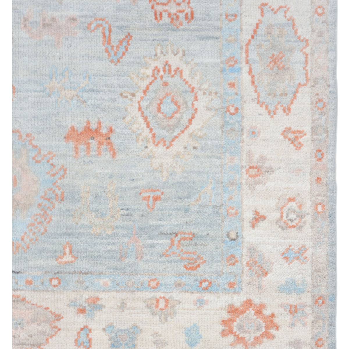 Pacific Ushak Wool Weft 42419 Lt.Blue Ivory Transitional Hand Knotted Rug