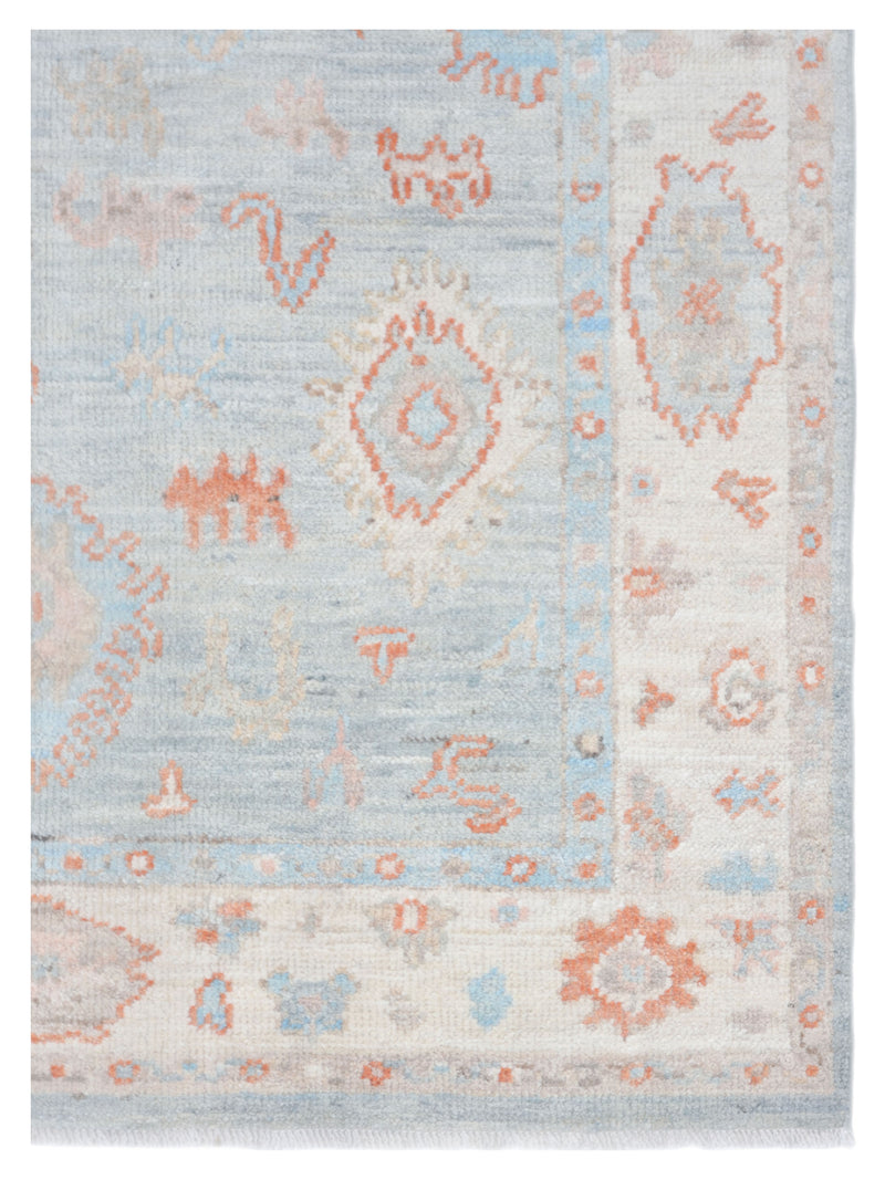 Pacific Ushak Wool Weft 42419 Lt.Blue Ivory Transitional Hand Knotted Rug