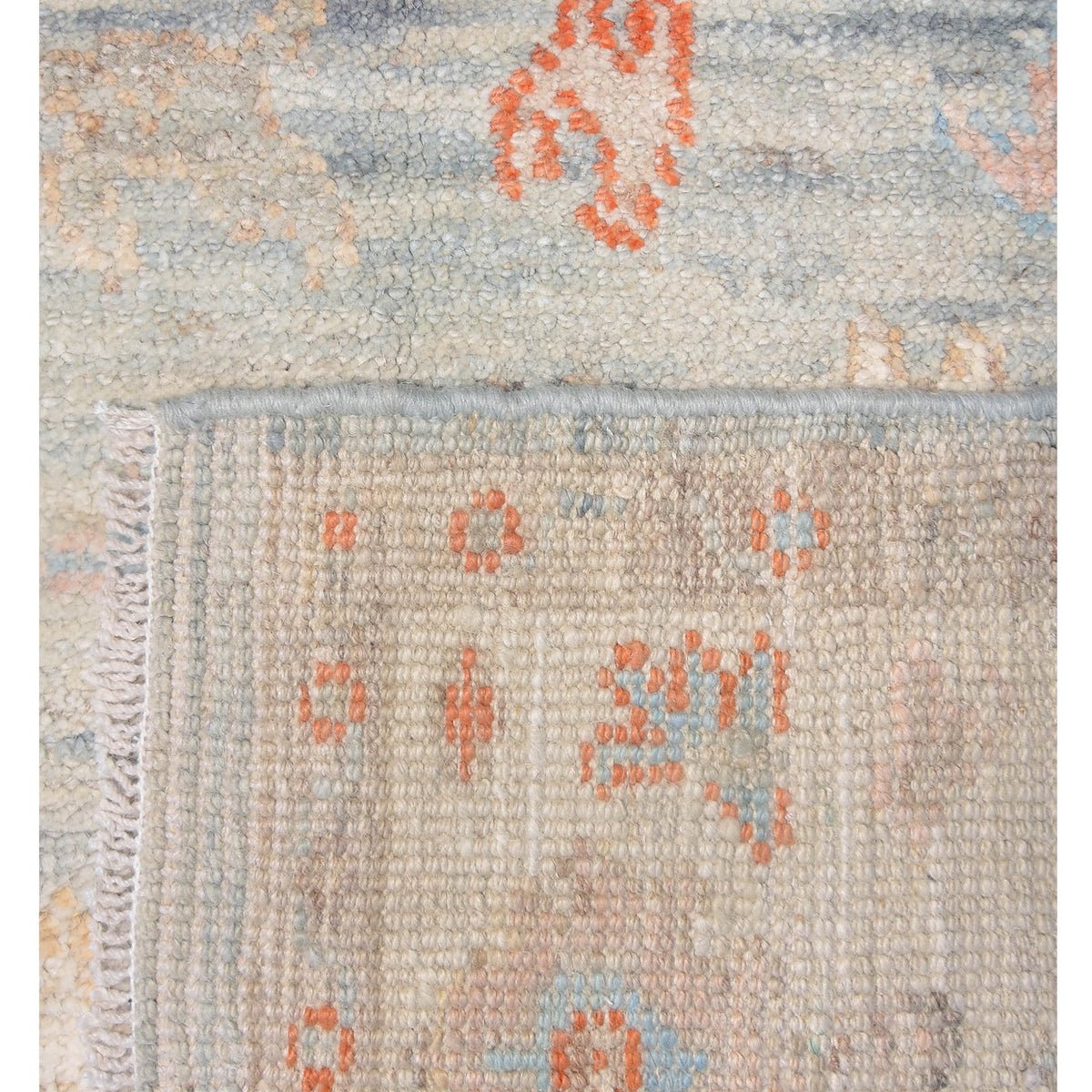 Pacific Ushak Wool Weft 42419 Lt.Blue Ivory Transitional Hand Knotted Rug