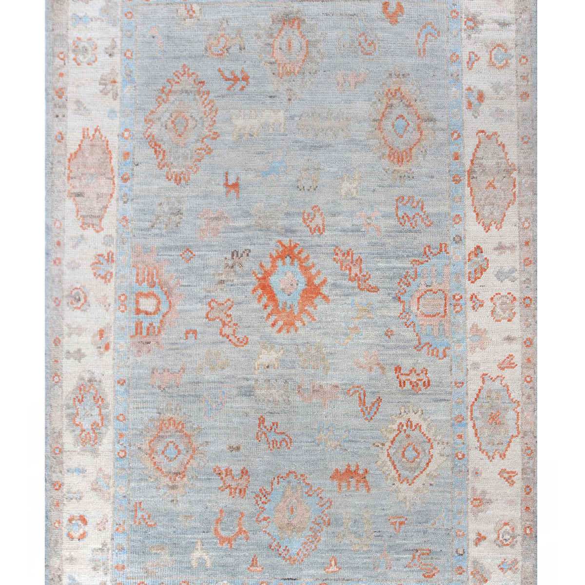 Pacific Ushak Wool Weft  Lt.Blue Ivory Transitional