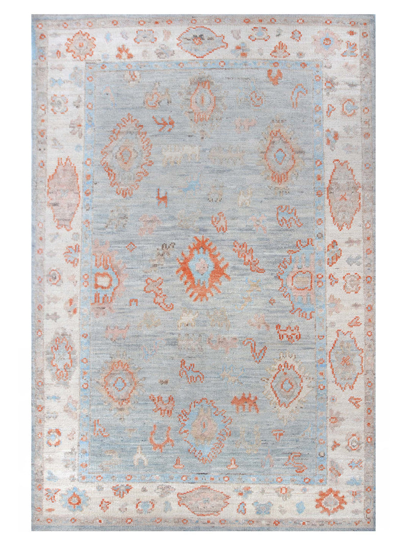 Pacific Ushak Wool Weft  Lt.Blue Ivory Transitional